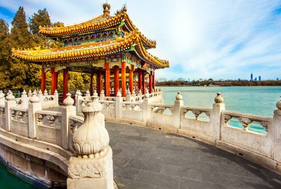 Beijing city guide.Beihai Park.02 Pagoda in Beihai Park Beijing
