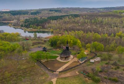 Chisinau city guide.wooden church.02 Wooden Church near Chisinau from a birds eye view