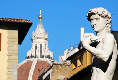 Florence city guide.Piazza della Signoria.02 Statue of David in Piazza della Signoria in Florence