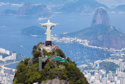 Rio de Janeiro city guide.Christ the Redeemer statue.01 The statue of Christ the Redeemer standing on the top of Corcovado mountain in Rio de Janeiro