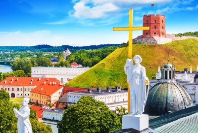 Vilnius city guide.Old Town.01 View from the church on the Old Town of Vilnius