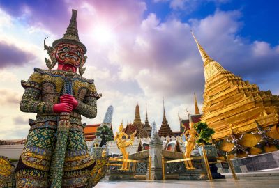 Bangkok city guide.Wat Phra Kaew.01 Wat Phra Kaew within the grounds of the Grand Palace in the historical centre of Bangkok