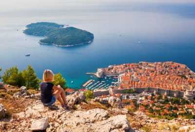 Dubrovnik city guide.view over bay and Lokrum island.01 View over Dubrovnik bay and Lokrum Island at the Adriatic Sea