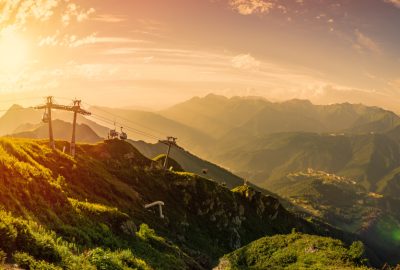 Sochi city guide.Rosa Khutor Alpine Resort.02 Mountainslopes in Rosa Khutor Alpine resort in Sochi