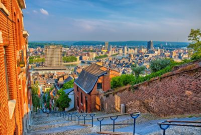 Liege city guide.Montagne de Bueren staircase.01 Montagne de Bueren staircase in Liege