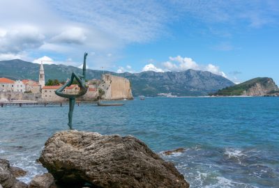 Budva city guide.Ballerina statue.01 Ballerina statue in Budva